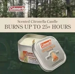Coleman Campfire Scented Citronella Candle Wooden Crackle Wick Scent. Fixed Price $9.99.