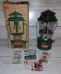Vintage 1970's Coleman 220f195 Dual Mantle Green Lantern In Box With Papers. Fixed Price $100.00.