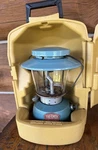 Vintage Thermos 8311 Single Mantel Aqua Blue Lantern & Coleman Carry Case. Fixed Price $135.00.