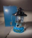 Vintage Sears Lantern Two Mantle 476.72213 3/68 Blue Pyrex Globe Metal Box. Fixed Price $172.50.