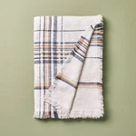 Plaid Woven Throw Blanket Sour Cream/blue - Hearth & Hand With Magnolia. Fixed Price $12.99.