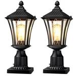 Ysn Outdoor Post Lights 2 Pack, 16" Lamp Light Fixture, Black Pole Light.... Fixed Price $90.20.