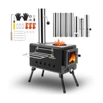 Black Wood Burning Tent Stove, 7 Section Stainless Steel Chimney, Portable Ho.... Fixed Price $161.91.