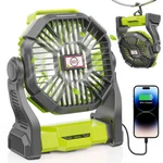 Dowilldo Camping Fan With Led Lantern, 10400mah Portable Battery Operated Outdoo. Fixed Price $137.69.