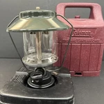 Coleman Propane 2 Mantle Lantern 5152b700 W/ Maroon Case Dated 02 91 No Base. Fixed Price $29.00.