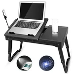 Imountek Laptop Desk Stand Table W/fan For Bed Led Light & Usb Ports Mouse Pad. Fixed Price $45.68.