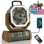 Odoland 30000mah Camping Fan With Led Lantern, Rechargeable Battery Operated Osc. Fixed Price $73.89.