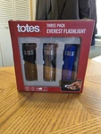 Totes 3-pack Everest Led Flashlights Metal Assorted Colors With Wrist Strap. Fixed Price $9.99.