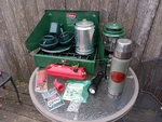 70s Coleman Camp Set Stove Lantern Enamelware Percolator Thermos Xtras Usa. Fixed Price $259.00.