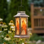Hanging Solar Lantern With Red Bird Design, 10.5" Waterproof Outdoor Led Ligh.... Fixed Price $26.37.