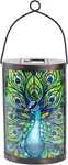 Afirst Solar Lantern Outdoor, Hanging Glass Peacock Lights Waterproof Led. Fixed Price $39.38.