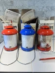 Vintage Weber Lanterns 1 Blue And 2 Red Lars Sweden 1984 1985. Fixed Price $250.00.