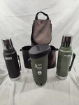 Coleman Firelight Propane Torch With Stand And 2 Stanley Thermos. Fixed Price $69.99.