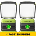 Consciot Led Camping Lantern 1000lm 4 Modes Ipx4 Waterproof Light Green 2-pack. Fixed Price $56.99.