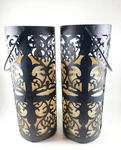Gerson Set Of 2 Led Flameless Black Metal Candle Lanterns 12" Tall 5" Wide Vgc. Fixed Price $16.20.