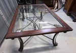 Wood & Iron Glass Top Coffee Cocktail Table Metal Accent 50 X23 X48. Fixed Price $75.85.