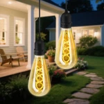 Solar Hanging Lantern Outdoor 2 Pack Amber Glass Edison Bulb, Waterproof. Fixed Price $69.62.