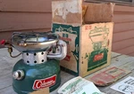 Amazing 1970 Coleman Sportster Single Burner Camp Stove 502-700 Box. Fixed Price $95.00.