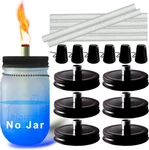 Mason Jar Tabletop Torches Kits,6 Pack Regular Mouth Lids With Black. Fixed Price $32.99.