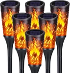 Solar Lights Outdoor, 6 Pack Torch With Flickering Flame, Ip65 Wate. Fixed Price $30.99.