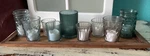 ** Decorative Clear Glass Votive Candle Tealight Holder Wood Runner Accent Decor. Fixed Price $9.89.