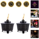 Tiki Tabletop Torch Set - Long-lasting Black Metal With Snuffer For Safety. Fixed Price $61.19.