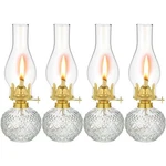4-piece Vintage Glass Oil Lamp Set - Large Hurricane Lanterns For Home Decor & E. Fixed Price $79.99.