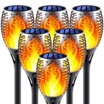 Solar Torch Light With Flickering Flame, 6 Pack Dancing Flame Torches For Pat.... Fixed Price $101.98.