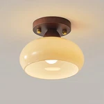 American Retro Glass Ceiling Lamp Walnut Semi Flush Home Hallway Light Fixture. Fixed Price $59.90.