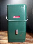 Vintage Coleman Red Metal Guillotine Style Lantern Case. Fixed Price $110.00.
