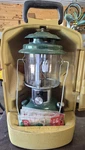 Vintage Coleman Green Gas Lantern 220j Model 220j195/228j195 W/ Carry Case. Fixed Price $45.00.
