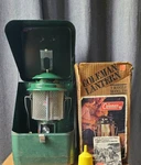 Vintage Coleman Lantern Model 220k 9 1980 Guillotine Metal Case, Mess Globe. Fixed Price $139.99.
