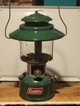 Vintage 1975 Green Coleman 2 Mantle Lantern 228h W/pyrex Globe. Fixed Price $34.99.