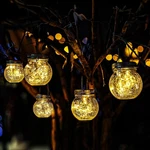 Cooo 2 Pack Crackle Glass Solar Lantern With 30 Led Firefly Lights Waterp. Fixed Price $24.39.