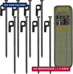 8 Pack 8in Heavy Duty Forged Steel Tent Stakes, With Storage Bag, For Camping Us. Fixed Price $12.86.