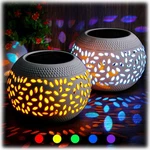 Reginary 2 Pcs Solar Lanterns Waterproof Outdoor Decor, Hollow Out Retro Metal. Fixed Price $40.07.