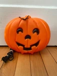 Vintage Halloween Blowmold Pumpkin Hang Light Small Blow Mold Lantern. Fixed Price $34.99.