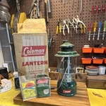 Coleman 220e Green Gasoline Lantern W/ Original Box & Mantles. Fixed Price $48.00.