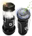 2-pack Solar Camping Fan W/ Lantern, Dibms Collapsible Powered Black. Fixed Price $35.64.