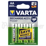 4 X Varta Aa 2600mah Batteries Rechargeable Ni-mh 1.2v Hr6 Stilo Accu Power High. Fixed Price $21.95.
