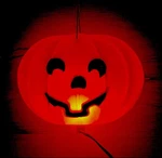 Vintage Blow Mold Halloween Pumpkin Flat Hang Light Wall Window Jack-o-lantern. Fixed Price $24.98.