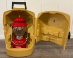 Vintage Red Coleman Lantern 200a Single Mantle & Yellow Clamshell Carrying Case. Fixed Price $199.00.
