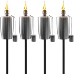 Outdoor Stainless Steel Oil Torches 5ft With Wick & Snuffer Cap 4-pack. Fixed Price $120.00.