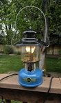 Vintage 1965 Sears Roebuck & Co. Blue Black Model 7114 Lantern. Fixed Price $250.00.