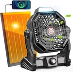 Solar Rechargeable Fan & Led Lantern - 40h Runtime For Camping Outdoors. Fixed Price $58.18.