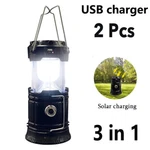 2pc Portable Led Camping Lantern, Waterproof Solar Usb Rechargeable Survival Kit. Fixed Price $19.94.