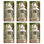 24 Pc Wedding Discount Lot White Victorian Metal Glass Candle Lantern Decor 11". Fixed Price $348.00.