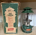 June Of 1968 Coleman 220f195 Dual Mantle Green Lantern With Original Box Usa. Fixed Price $55.00.