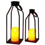 G128 2pcs Black Metal Frame Flameless Candle Lanterns No Battery Included. Fixed Price $52.99.