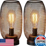 Decorkey Set Of 2 Battery Operated Lamp Led Table Lantern Brown Metal Cage. Fixed Price $42.81.